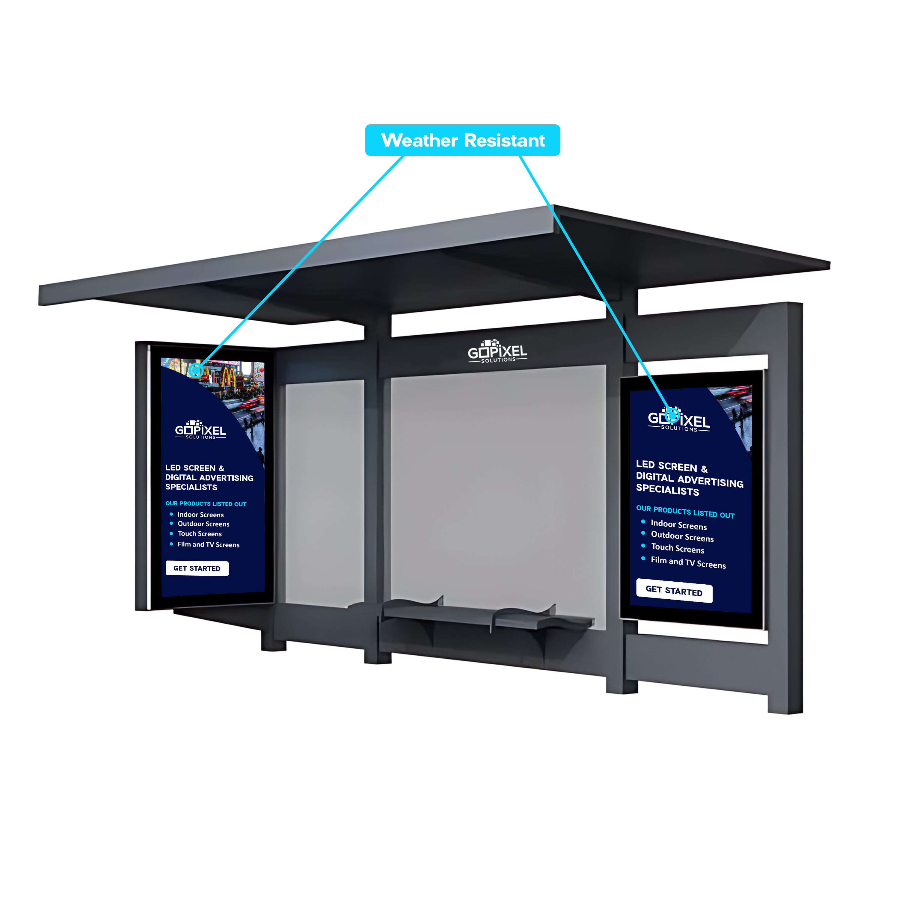 LCD Screen Integrated Bus Shelter | GoPixel Solutions 